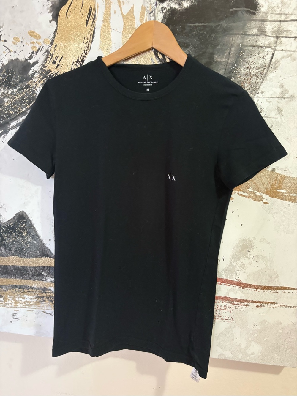 Armani Exchange Black Crewneck T-Shirt with Subtle AX Chest Logo